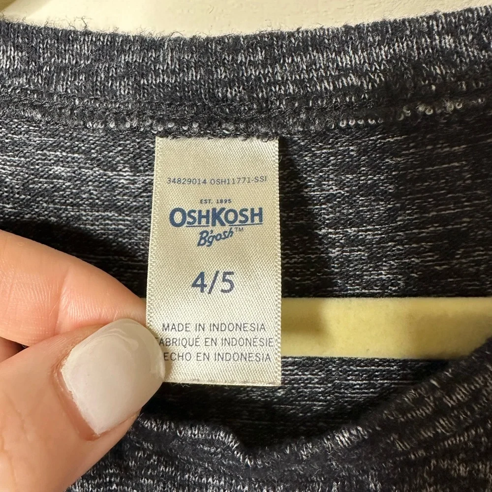 OshKosh B'Gosh Charcoal Grey/Black Ruffle Long Sleeve Top Girls 4/5